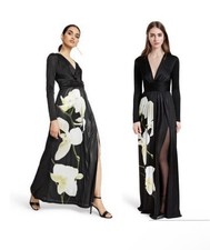 NEW! ALTUZARRA for Target Womens Floral Print V-Neck Black Maxi Dress Sz 6