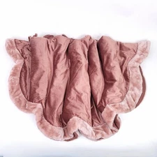 Shabby Chic Tree Skirt Velvet Pink Vintage 56" Plush Mauve Scalloped Y2K