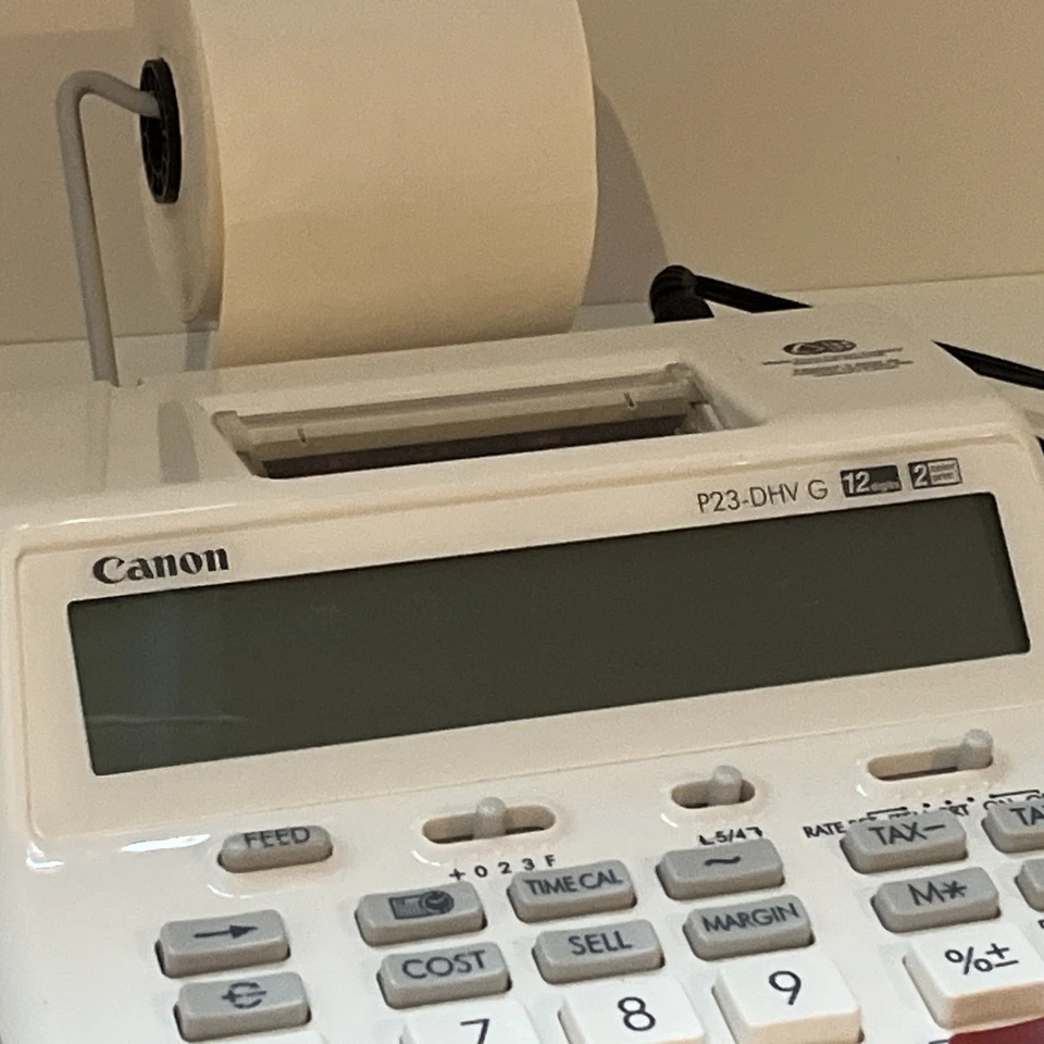 Canon P23-DHV G Desktop 12 Digit 2 Color Printing Calculator for Office Business - Image 3 of 4