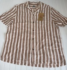 FAHERTY PALMA LINEN CAMP SHIRT SIV SIENNA VALLEY STRIPE MENS Large NEW 1702