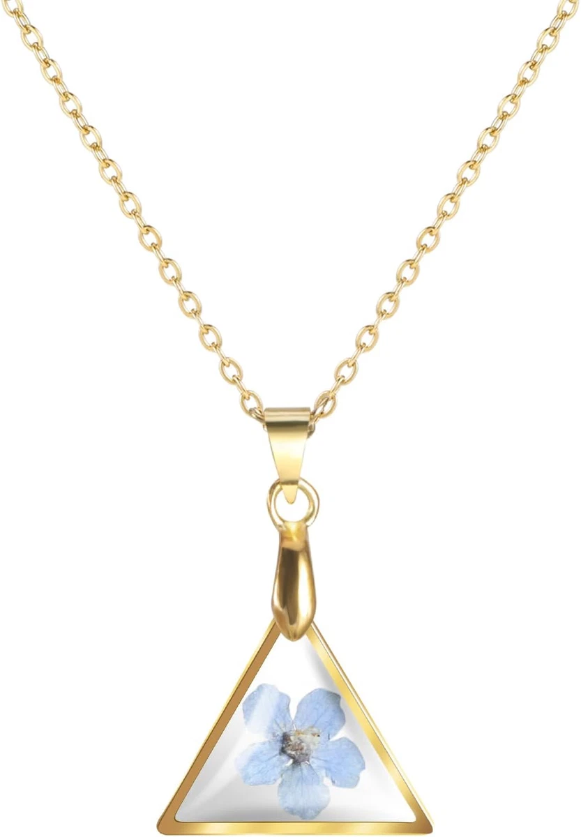 Collana con vero fiore pressato. Argento sterling rosa