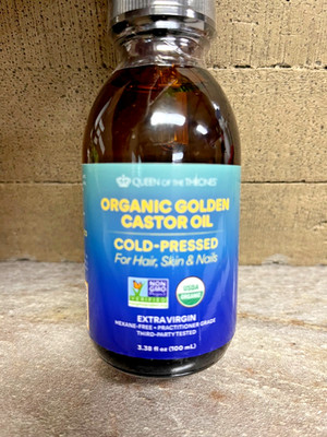 Queen of the Thrones Organic Golden Castor Oil Cold-Pressed 3.38 fl oz (100 ml)