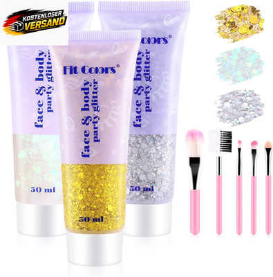 Glitter Gel 3 X 50Ml,  Glitzer Gesicht Body Pailletten Gesicht Glitzer Für Face 