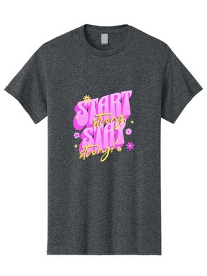 Start-Strong-Stay-Strong Mens Graphic Tee,100% Cotton,Casual Summer Wear