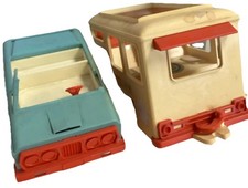 Hasbro 1970s Car And Trailer Toy, Camp-about, Made In USA