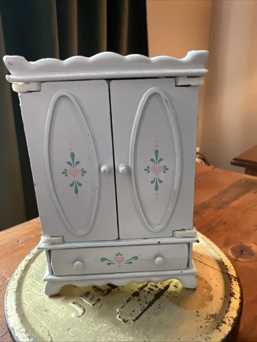 Vintage Mattel The Littles Die Cast Metal Armoir Wardrobe Doll House Furniture