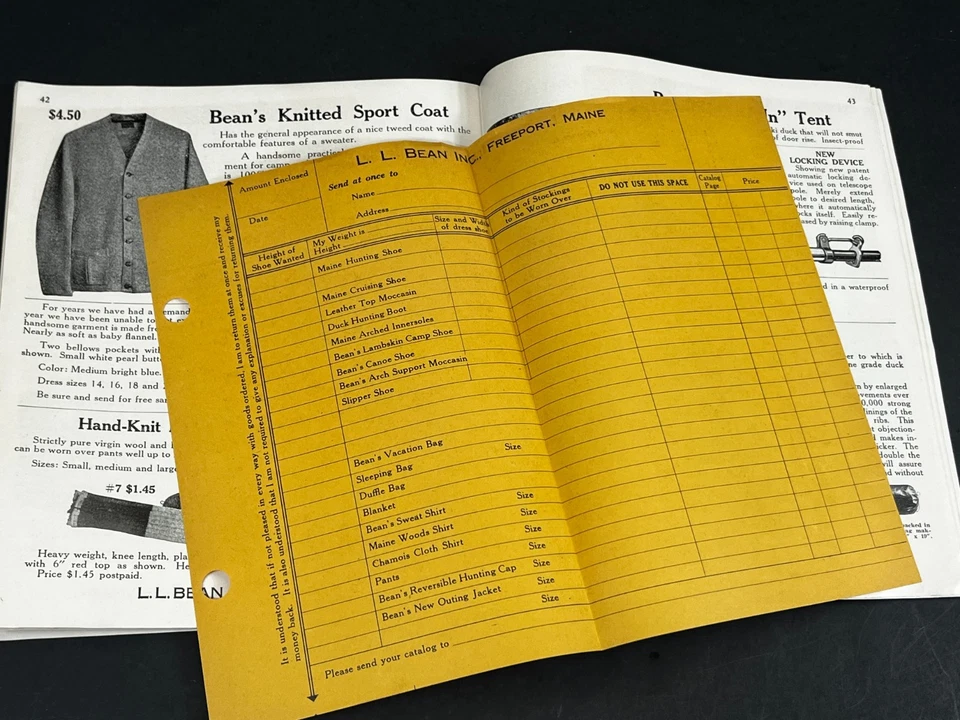 Vintage LL Bean Catálogo Outono 1935 & Formulário de Pedido Freeport Maine ME Caça Acampamento - Imagem 4 de 4