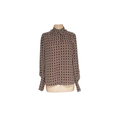 Max Studio Gray Graphic Print Button-Up Top, Size M