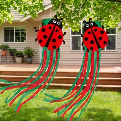 2 Pack Garden Decor Ladybug Windsock Wind Socks for Outside Spring Yard Porch...