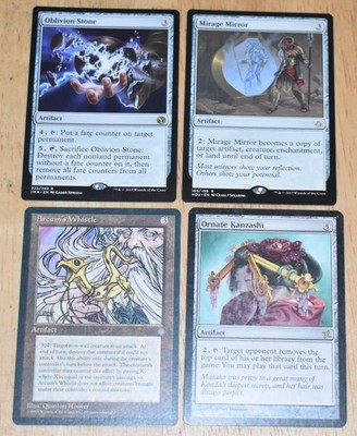 MTG 4x Rare Artifact Oblivion Stone, Ornate Kanzashi, Arcum's Whistle, Mirrage