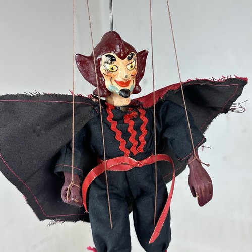 VTG Milos Kasal Devil Krampus Marionette Puppet Handmade 1940s Wood Czech Toy - Picture 10 of 23