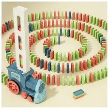 PREPHY Domino Train Toys Kids Games - Automatic Stacking Small, Morandi Blue