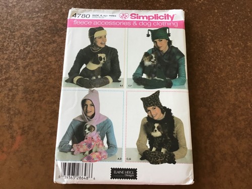Simplicity 4780 Misses Mütze Fäustlinge Schal ~ Hundemantel Kapuze Schleife Schnittmuster