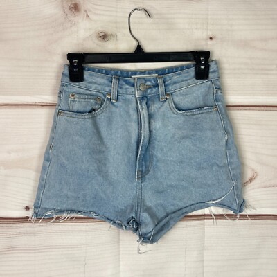 Glassons Shorts Womens 8 High Rise Denim Cut Off Jean Light Wash Stretch Pockets
