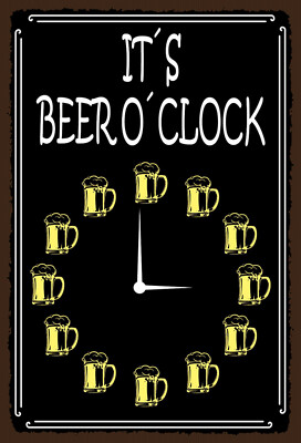 Top-Schilder, versch. Größen, It's BEER o'clock - Uhr, Kneipe, Bar, neu & ovp