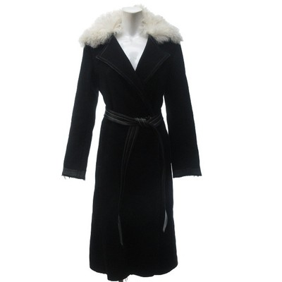 Helmut Lang recent model lamb fur belted long coat jacket wool  