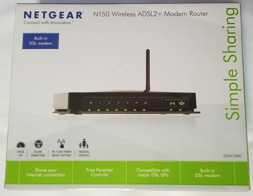 Black Netgear N150 DGN1000 Wireless / Cable ADSL2+ Modem Router – NEW old Stock - Picture 1 of 5