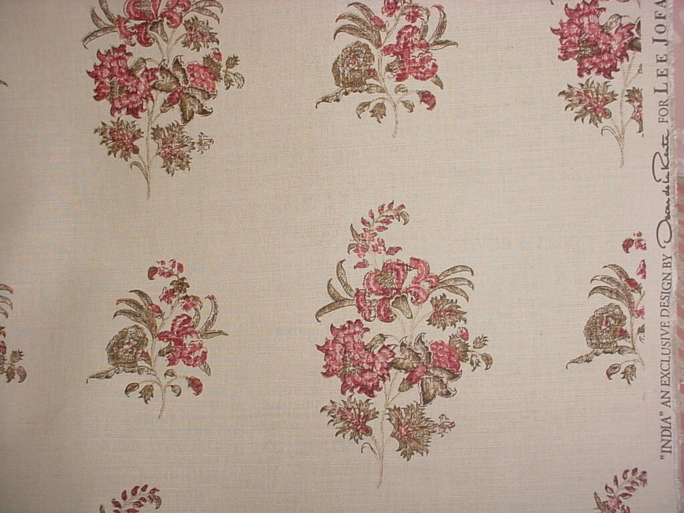 Tela de tapicería floral India impresa de lino rojo India 4Ys Lee Jofa 2010121 Foto 3 de 4