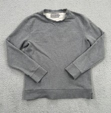Calvin Klein Sweater Men's Large Gray Embossed Spell Out Crew Long Sleeve