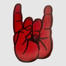 ROCK DEVIL HORNS COOL. BIG embroidered Iron on patch  ONE FREE MUSIC STICKER