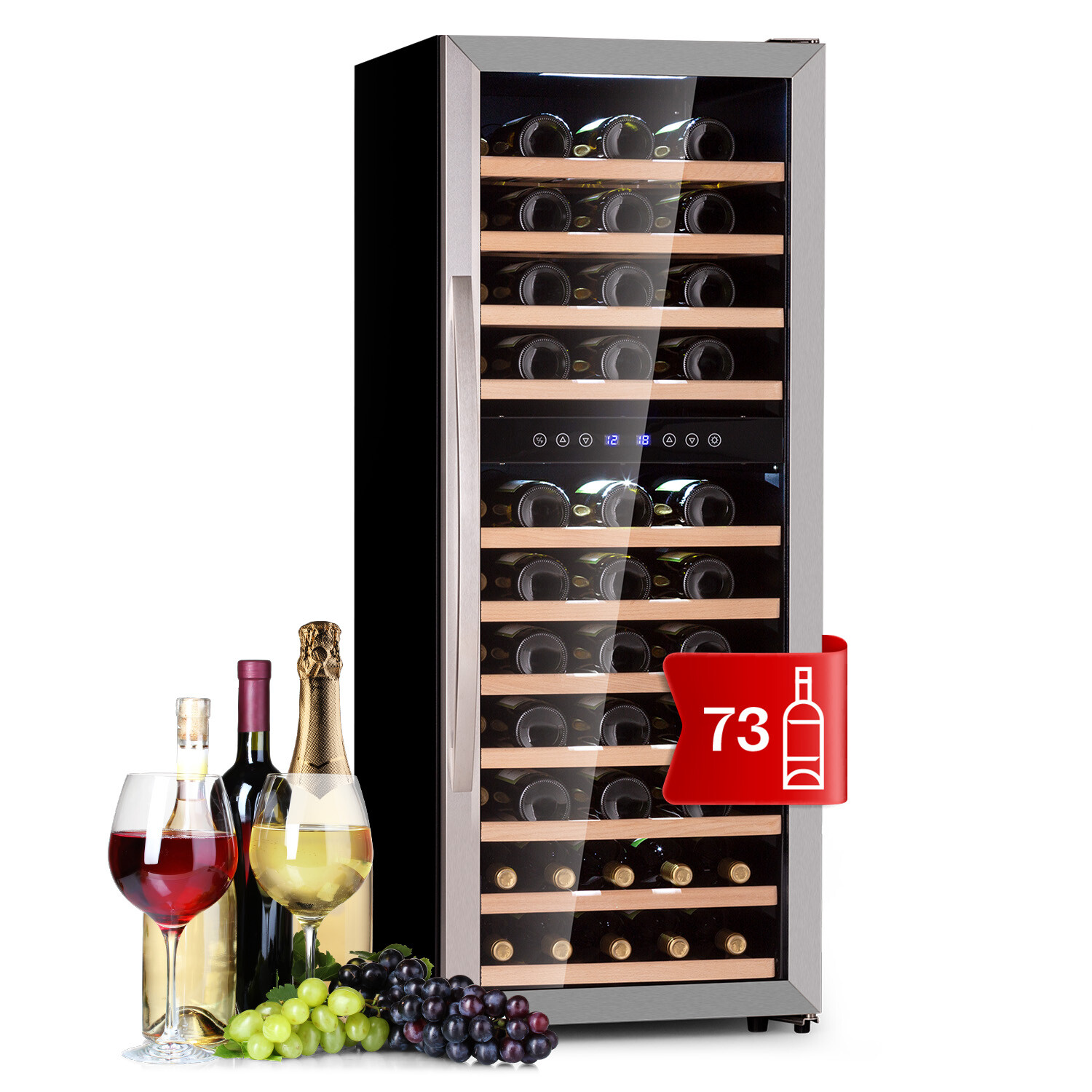 Weinkühlschrank 2 Zonen Wein Flaschenkühlschrank 73 Weinflaschen Kühlschrank
