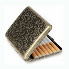 Vintage Metal Cigarette Case Box Gold Men Tobacco Holder for 20s 85mm King Size
