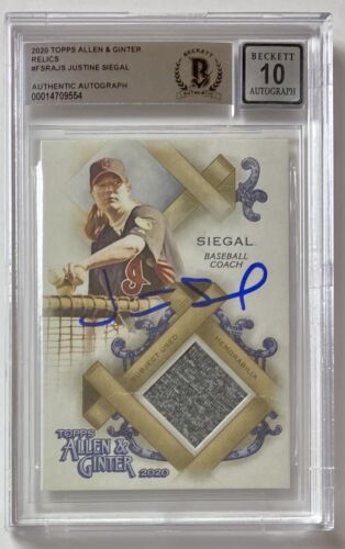 JUSTINE SIEGAL SIGNED 2020 TOPPS ALLEN & GINTER RELICS #FSRAJS BECKETT  AUTO 10 - Picture 1 of 2