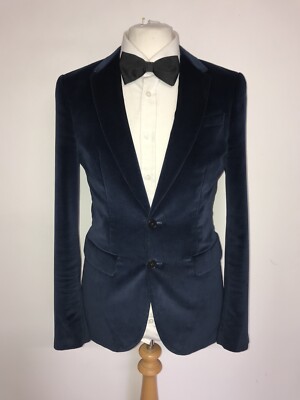 PAUL SMITH - SLIM FIT PETROL BLUE VELVET JACKET - 38 Reg - WUNDERSCHÖNE Abendjacke