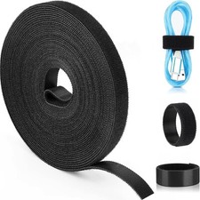 Reusable Cable Ties, 33Ft x 0.6Inch Hook and Loop Tape Roll Nylon Wire Ties C...