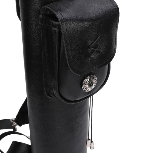 (Black)Archery Quiver Cowhide Leather Arrows Holder Bag Shoulder Back ZO