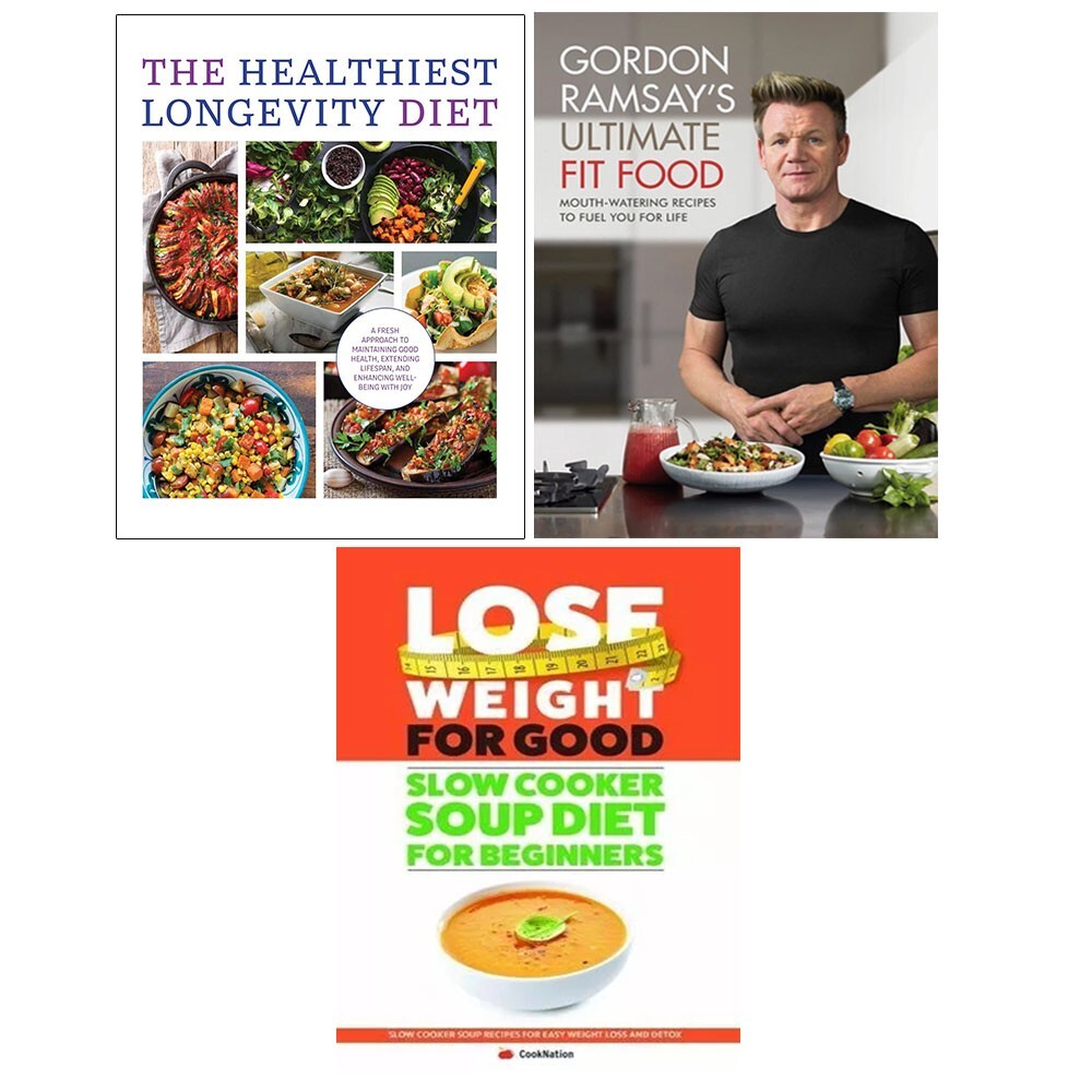 Slow Cooker Soup Diet,Ultimate Fit Food, Healthiest Longevity Diet 3 Books Set