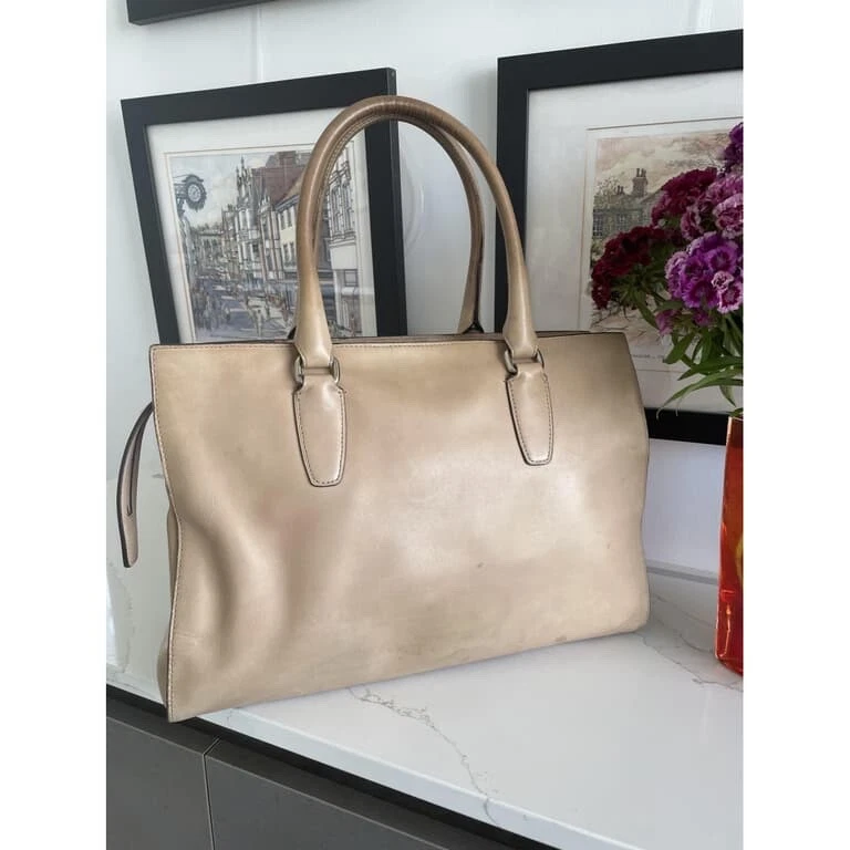 Tan Coach leather tote bag medium size with double handles
