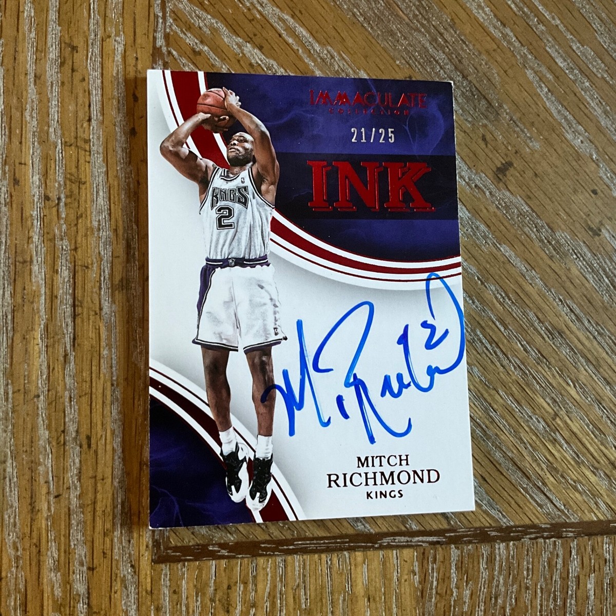 Autographed 2015-16 Panini MITCH RICHMOND . HOF. * certified*. #H 