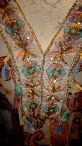 Abito Paisley Made In Italy Pizzo Ricamato, Perline 100% Cotone Frange Taglia M๐ - Foto 7 di 13