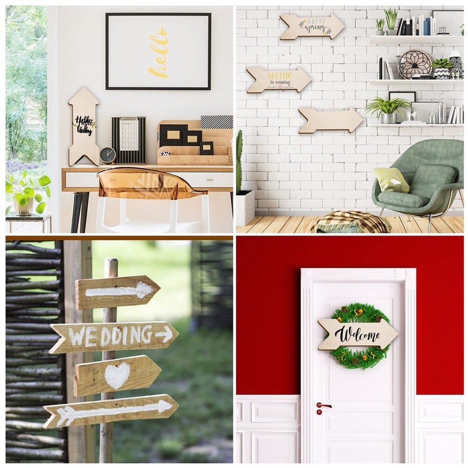 8PCS Wooden Shape Cutouts Unfinished Wood Sign Blank Hanging6271 eBay