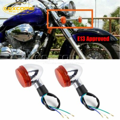 Front E13 Turn Signal Lights Blinker Lamp for 04-07 Honda Shadow