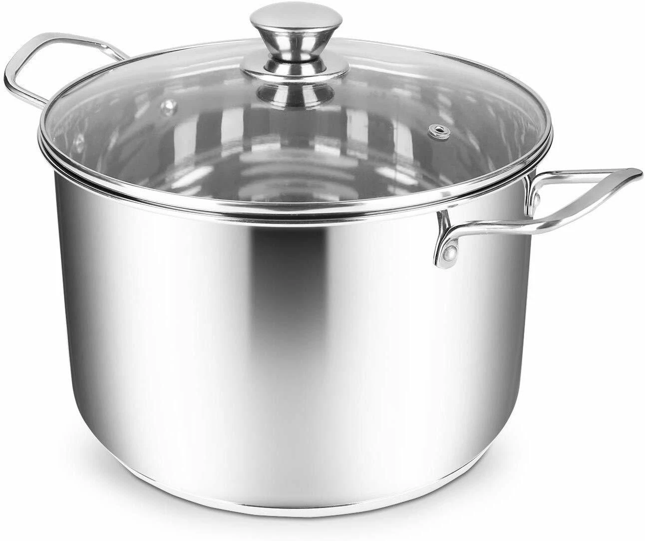 Penguin Home® Professional Induction - Stainless Steel Stock Pot with glass Lid