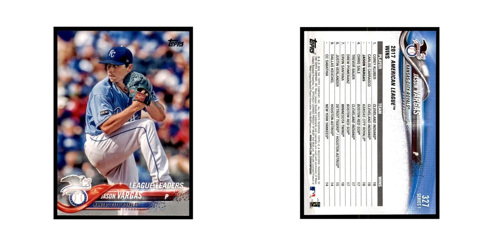 Jason Vargas 2018 Topps #327 Kansas City Royals Baseball Card NM - Image 3 of 3