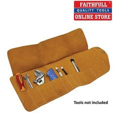10 POCKET LEATHER TOOL ROLL HOLDER WALLET TIDY 27cm x 48cm, FAITHFULL FAILTR10