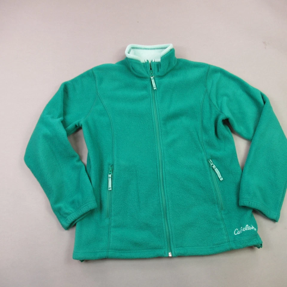 Cabela's Jacket Womens Small Long Sleeve Outdoor Green Fleece Zip - Image 2 of 4