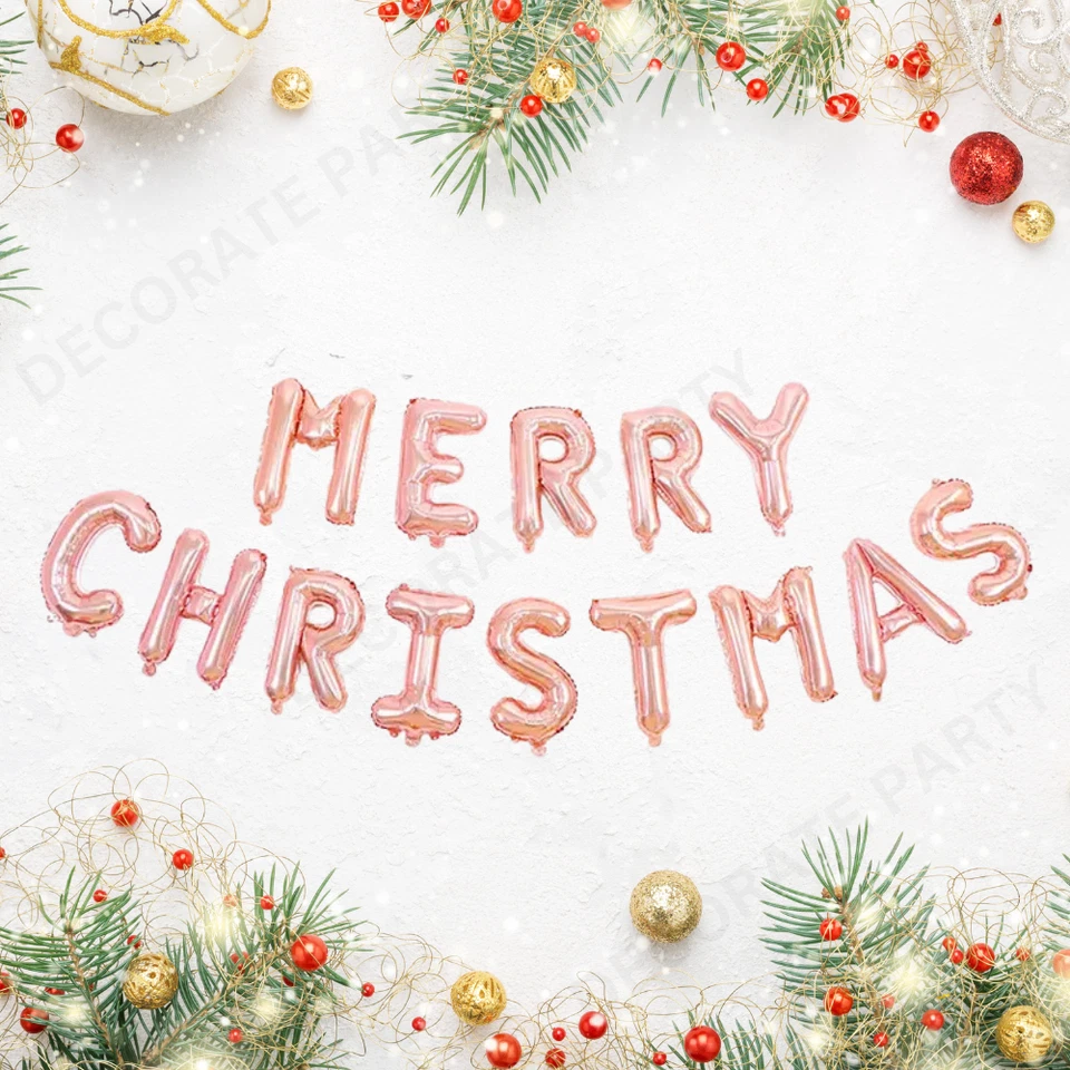 Merry Christmas Foil Balloons 16" Letters Bunting Banner Green Red Doughnut Xmas - Image 3 of 4