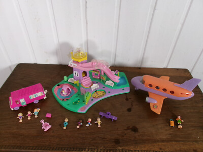 Polly Pocket Bluebird 1994 – Lot Avion + Camping-car + Parc Aquatique Toboggan
