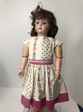 17.5” Antique Hertel Schwab Bisque Doll Germany 136/4 Compo Body BR SL Eyes #SF2