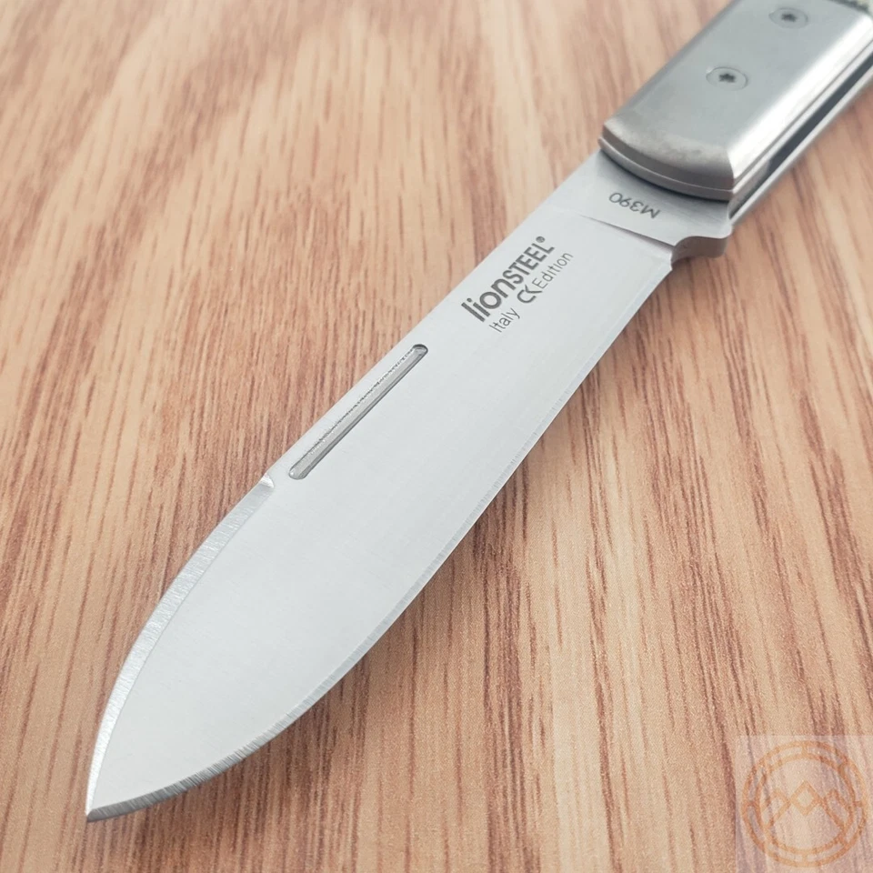 Cuchillo Plegable LionSTEEL Barlow 3" M390 Acero Cabeza Redonda Hoja Mango Micarta Foto 2 de 4