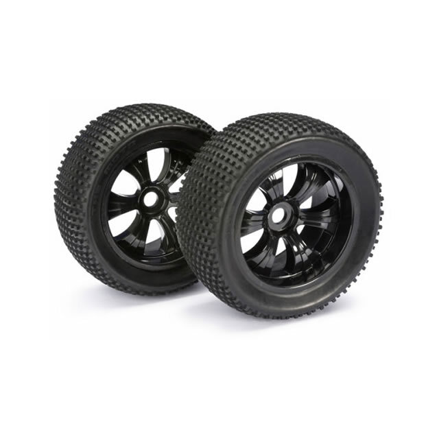 Absima 1/8 Scale Truggy Pre-Glued Black 17mm Hex Dirt Wheel and Tyre 2 PACK