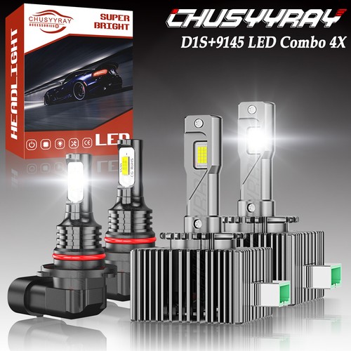 4X D1S 9145 LED Headlight + Fog Light FOR 07-10 BMW E92 E93 328i 335i M3 Coupe - 第 1/17 張圖片