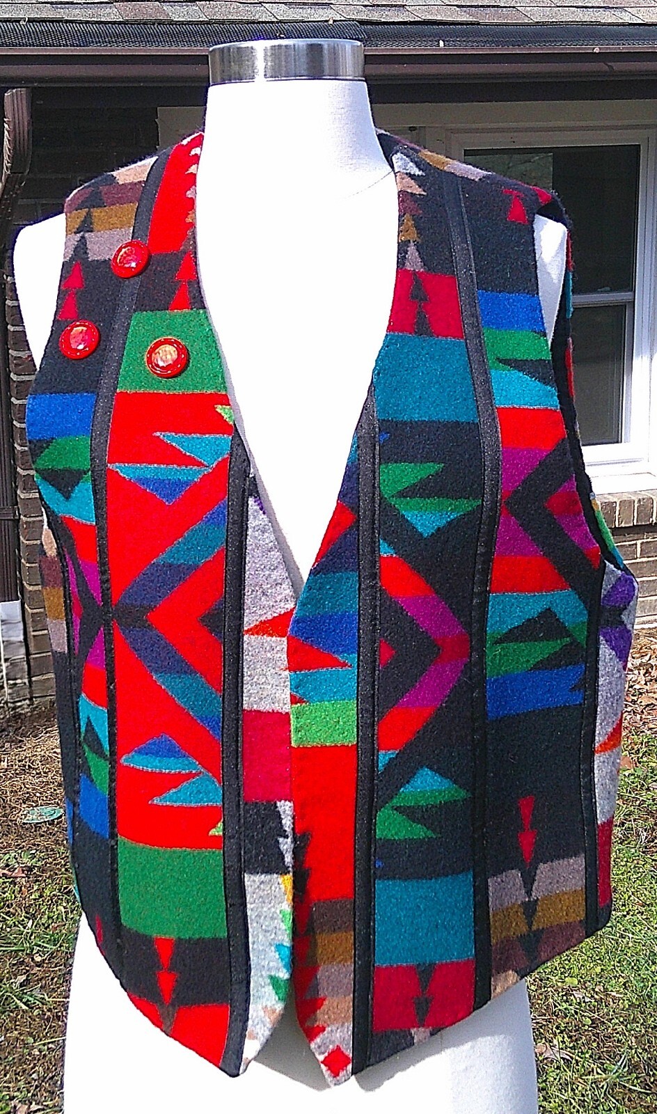 Handmade OOAK Pendleton Patchwork Blanket Wool Ve… - image 3