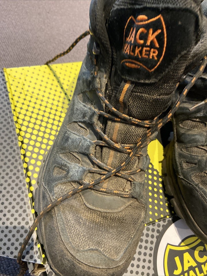 Jack Walker Walking Outdoor Hiking Boots Black Orange Mens UK 10 Boxed