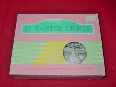 Vintage EASTER EGG String Lights - (10) Crackle Blow Mold - UL Co. Spring - RARE