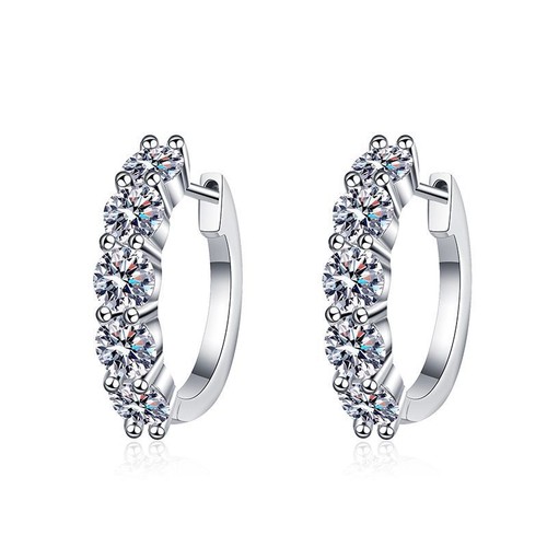 3CT Round Moissanite Hoop Huggie Earrings Women 925 Sterling Silver Pass Tester - Picture 4 of 10
